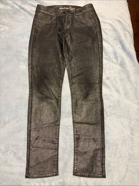 American Eagle Shimmery Black Coated Skinny Jeans